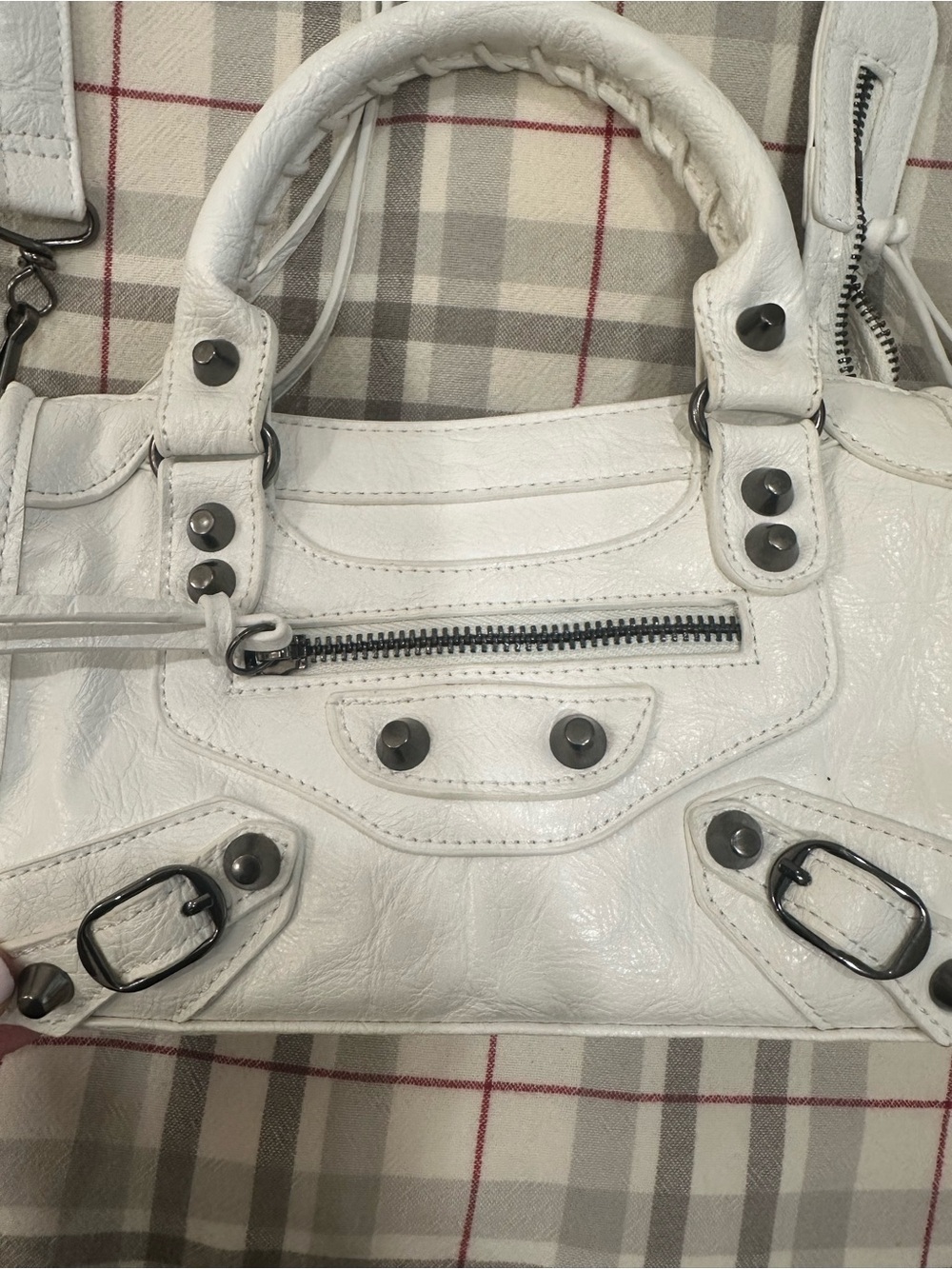 White Leather Top-Handle Mini Bag - Picture 12 of 16